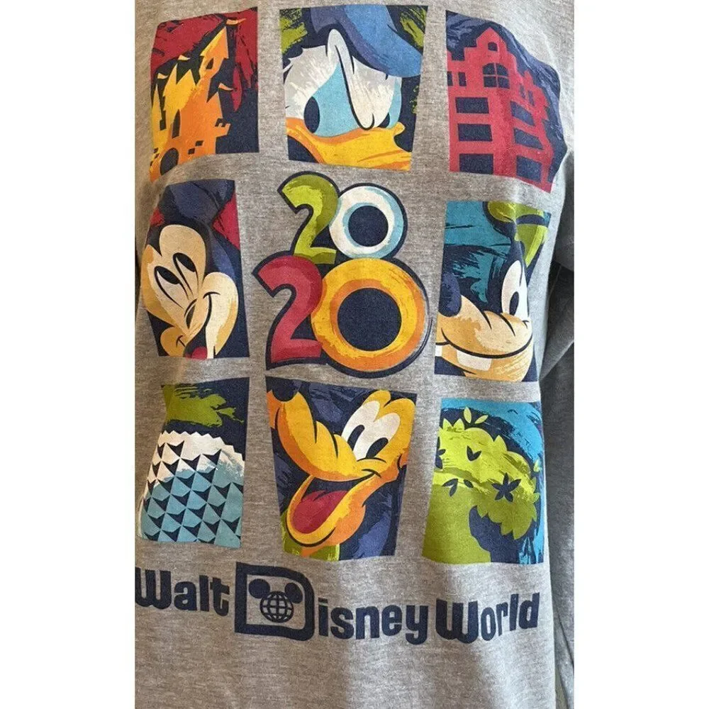 Walt Disney World Ladies Medium 2020 Long Sleeve Disneyland Gray Graphic T Shirt